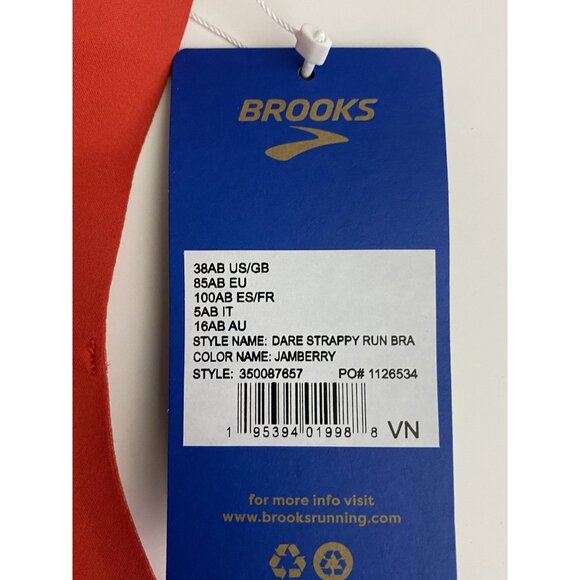 Brooks 38 A/B Dare Strappy Run Jamberry Chafe Free Sports Bra - Picture 4 of 11